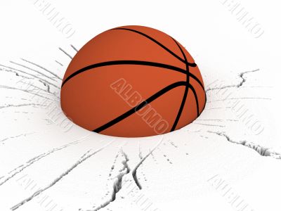 three dimensional front view of basket ball