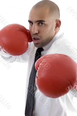 male wearing boxing gloves