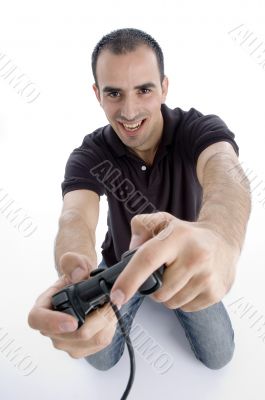 handsome young man playing