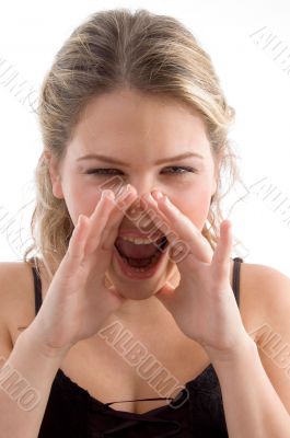 young pretty female calling