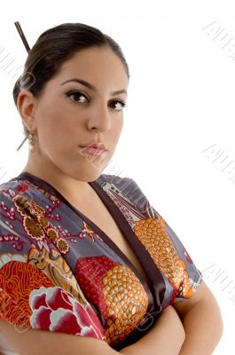 attractive female model looking at camera
