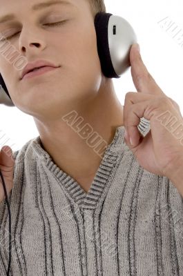 handsome guy enjoying music