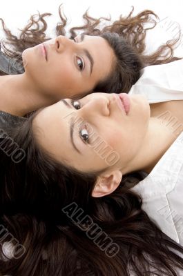high angle view of young friends