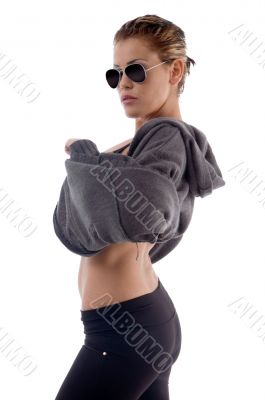 fashionable sexy woman posing in front of camera