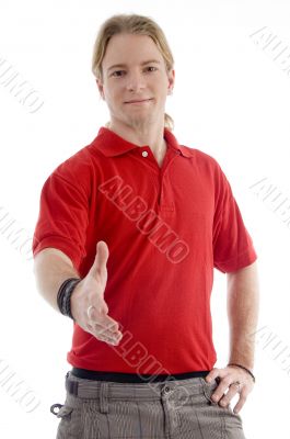 smart young man offering handshake