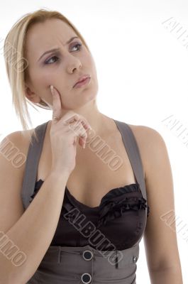 thinking beautiful woman