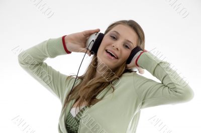 sitting man with headphone