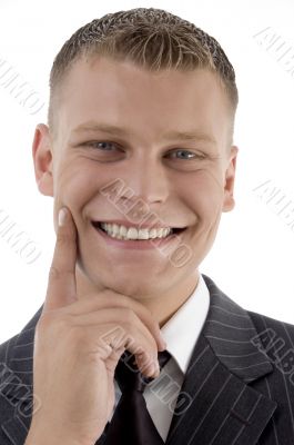 cheerful face of young businessman