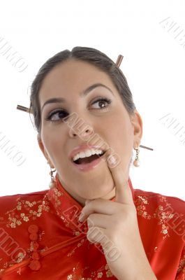woman showing her lips