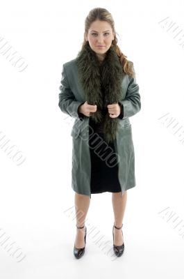 standing woman looking at camera
