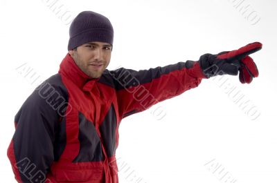 casual man wearing winter clothes and gloves