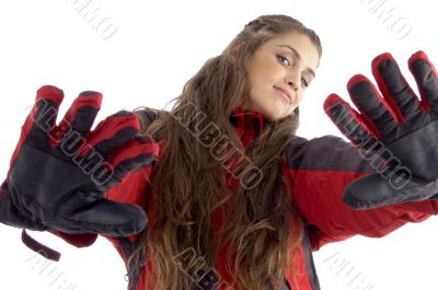 beautiful female with open palms