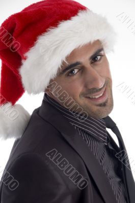 handsome male in christmas hat