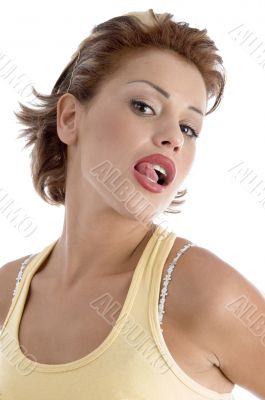 sexy woman licking her lips