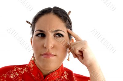 thinking pose of female