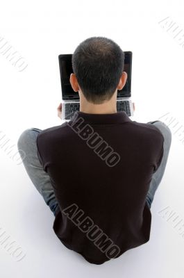 male busy with laptop