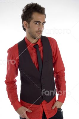 young man looking askance