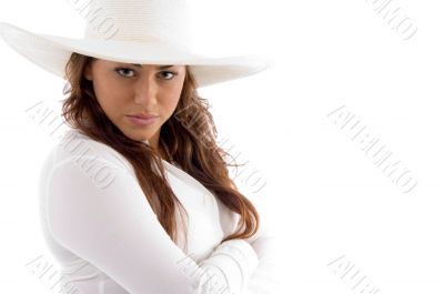 attractive woman posing in hat