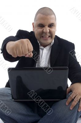 successful executive busy with laptop