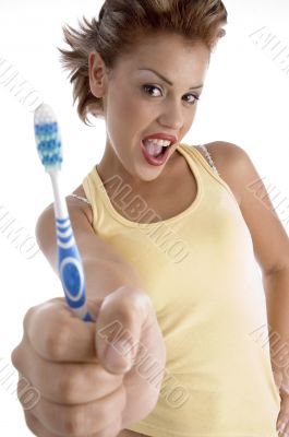 woman with tooth brush