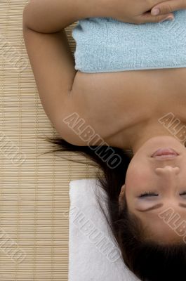 high angle view of relaxing woman