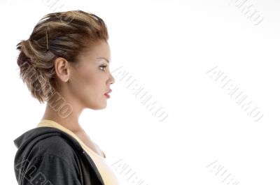 side view of glamorous female