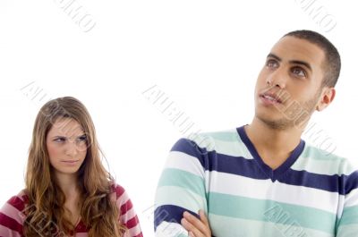 angered young girl looking to guy