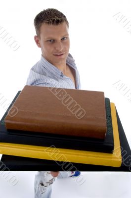 adult student showing books
