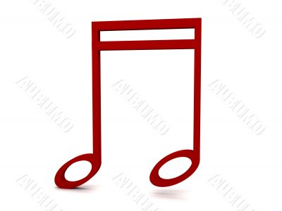 three dimensional red notation of music