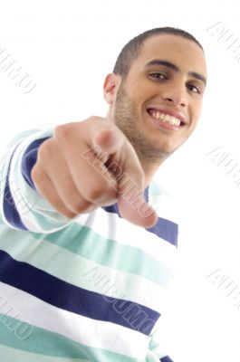 handsome male pointing towards