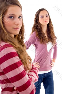young two friends standing together