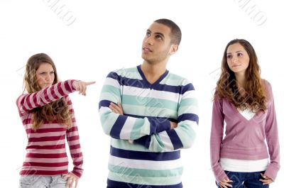 teens girl pointing towers boy and guy