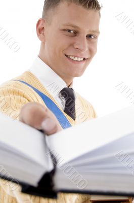 smart student posing with his books