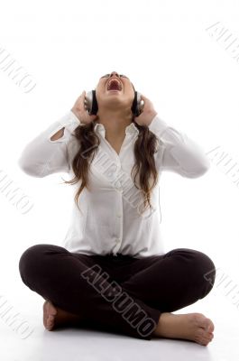beautiful young girl enjoying music