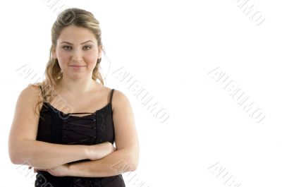 portrait of woman with folded hands