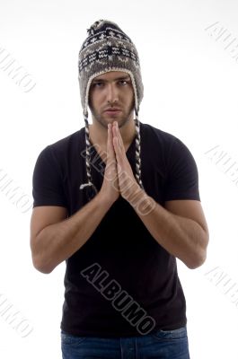 young caucasian praying