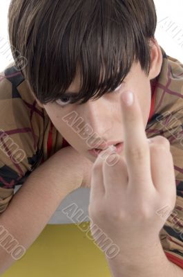 young boy showing you finger