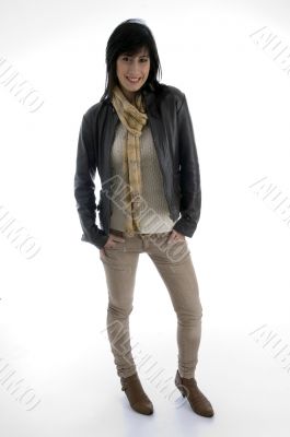standing beautiful woman with muffler