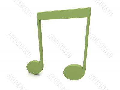 three dimensional musical note in green color