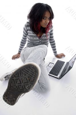 teenager girl with laptop