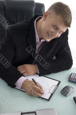 working handsome businessman