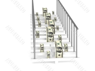 dollars on stairs