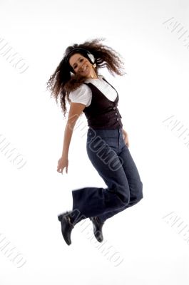 female jumping in joy