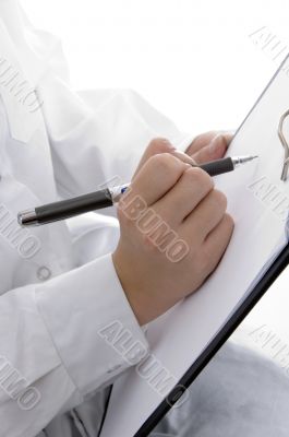 close view of a person writing