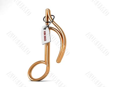 three dimensional musical note with tag