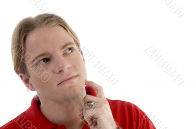 handsome male in thinking pose