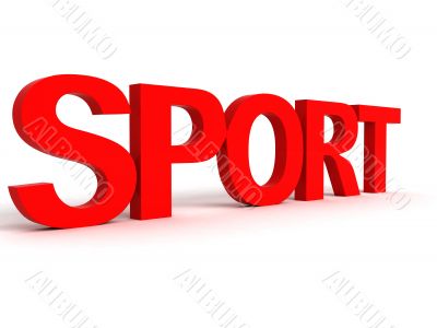 three dimensional side view of sport word