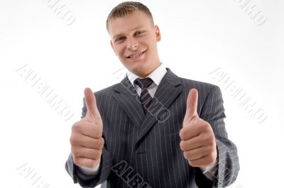 happy executive with thumbs up
