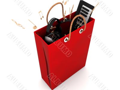 three dimensional shopping bag with equipments