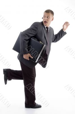 businessman in hurry with briefcase